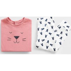 Mango Kids - Piżama dziecięca Rabbit 98-104 cm. Różowe piżamy dziewczęce Mango Kids, bez wzorów, z bawełny, z długim rękawem. Za 69,90 zł.