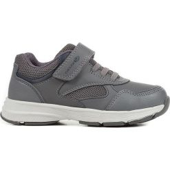 Sneakersy "Hoshiko" w kolorze szarym. Szare trampki chłopięce geox kids, bez wzorów, z materiału, bez zapięcia. W wyprzedaży za 99,95 zł.