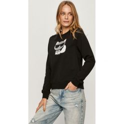 Karl Lagerfeld - Bluza bawełniana. Czarne bluzy damskie KARL LAGERFELD, s, z aplikacjami, z bawełny, z długim rękawem, długie, bez kaptura. Za 849,90 zł.