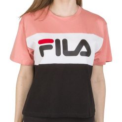 FILA ALLISON > 682125-A887. Różowe koszulki damskie Fila, l, z aplikacjami, z bawełny, klasyczne, z okrągłym kołnierzem. Za 149,99 zł.