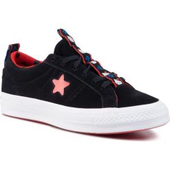 Tenisówki CONVERSE - One Star Ox 163904C Black/Fiery Red/White. Czarne półbuty damskie Converse, bez wzorów, ze skóry, bez zapięcia. Za 389,00 zł.