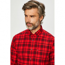 Tommy Hilfiger - Koszula. Czerwone koszule męskie TOMMY HILFIGER, xl, w kratkę, z bawełny, casualowe, button down, z długim rękawem. W wyprzedaży za 359,90 zł.