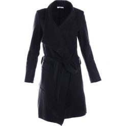 Płaszcz materiałowy - 65-6285-1 NER. Czarne płaszcze damskie Unisono, na jesień, s, w paski, z poliesteru, eleganckie, długie. Za 99,00 zł.