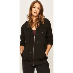 Answear - Bluza. Czarne bluzy damskie ANSWEAR, s, z aplikacjami, z elastanu, bez rękawów, z kapturem. W wyprzedaży za 99,90 zł.