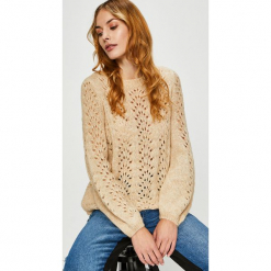 Only - Sweter. Szare swetry klasyczne damskie ONLY, l, z dzianiny, z okrągłym kołnierzem. Za 129,90 zł.