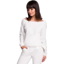 Bluza z wiązaniem - ecru. Bluzy damskie BE, s, bez wzorów, z bawełny, bez rękawów, długie, bez kaptura. Za 139,00 zł.