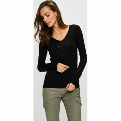 Guess Jeans - Sweter. Brązowe swetry klasyczne damskie Guess Jeans, l, z dzianiny. Za 319,90 zł.