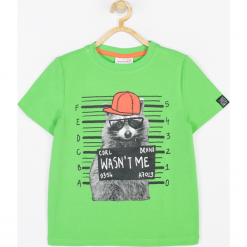 Koszulka. Zielone t-shirty chłopięce MAKE SOME NOISE, z aplikacjami, z elastanu, z krótkim rękawem. Za 25,90 zł.
