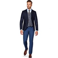 Marynarka Granatowa w Kratę Harris. Pomarańczowe marynarki męskie marki LANCERTO, w kratkę, z jedwabiu, eleganckie. W wyprzedaży za 399,90 zł.