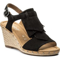 Espadryle GABOR - 82.813.47 Schwarz. Czarne espadryle damskie marki Gabor, ze skóry, na obcasie. W wyprzedaży za 319,00 zł.