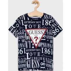 Guess Jeans - T-shirt dziecięcy 118-175 cm. Szare t-shirty chłopięce Guess Jeans, z nadrukiem, z elastanu, bez rękawów. W wyprzedaży za 79,90 zł.