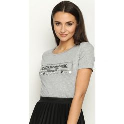 Bluzki damskie: Szary T-shirt Think Positive