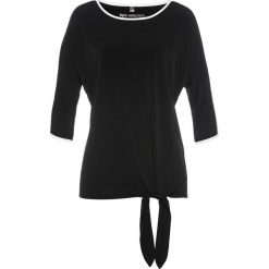 Shirt "nietoperz" z lamówką bonprix czarno-biały. Czarne koszulki damskie bonprix, bez wzorów, z elastanu, z kontrastowym kołnierzykiem, bez rękawów. Za 79,99 zł.