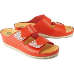 DR. BRINKMANN 701365-4 rot, klapki profilaktyczne damskie. Klapki damskie Dr. Brinkmann, bez wzorów, ze skóry, bez obcasa. Za 225,90 zł.