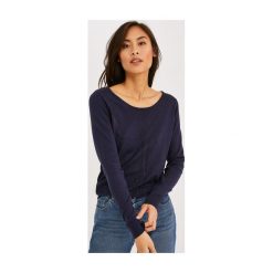 Sweter damski. Swetry damskie Promod, uniwersalny, bez wzorów, z jeansu, eleganckie, z długim rękawem, długie, bez kaptura. Za 89,90 zł.