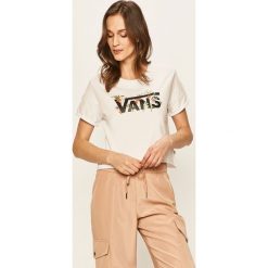 Vans - T-shirt. Białe bluzki damskie Vans, l, z nadrukiem, z bawełny, casualowe, z okrągłym kołnierzem. W wyprzedaży za 129,90 zł.