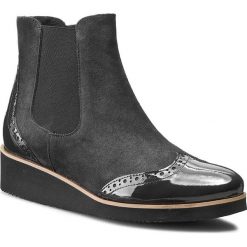 Botki SAGAN - 2603/1 Szary Welur/Szary Lakier. Czarne buty zimowe damskie marki Sagan, z gumy. W wyprzedaży za 249,00 zł.