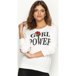 Bluzy damskie: Biała Bluza Girl Power
