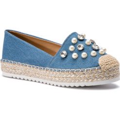 Espadryle DEEZEE - WS569A-14 Jeans. Niebieskie espadryle damskie DeeZee, bez wzorów, z jeansu, bez obcasa, na płaskiej podeszwie. Za 89,99 zł.