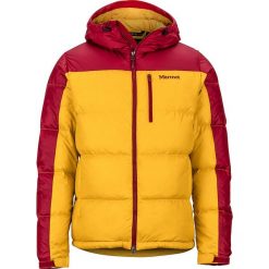 Kurtka puchowa "Guides Down Hoody" w kolorze żółto-czerwonym. Czerwone płaszcze męskie Marmot, xxl, bez wzorów, z puchu, bez kaptura. W wyprzedaży za 389,95 zł.