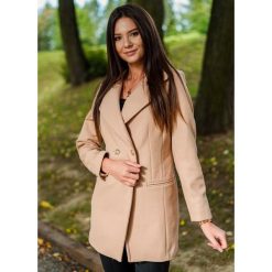 PŁASZCZ NICOLETTE BEIGE - XS/S. Brązowe kurtki damskie Fanaberia.com, na jesień, s, bez wzorów, krótkie. Za 189,00 zł.