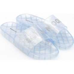 Buty damskie: Transparentne klapki – Srebrny