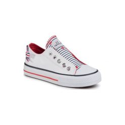 Nelli Blu CF19070-1 Biały. Białe trampki dziewczęce Nelli Blu, bez wzorów, z materiału, bez zapięcia. Za 59,99 zł.