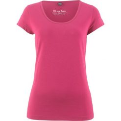 Shirt z krótkim rękawem bonprix jeżynowo-czerwony. Różowe koszulki damskie bonprix, bez wzorów, z okrągłym kołnierzem, z krótkim rękawem. Za 29,99 zł.