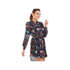 Sukienka mini C202. Niebieskie sukienki damskie Awama, s, bez wzorów, z poliesteru, bez kołnierzyka, bez rękawów, mini. Za 149,00 zł.