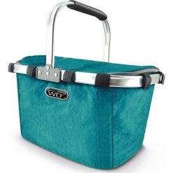 Shopper bag damskie: Kosz termiczny w kolorze turkusowym na zakupy – 40 x 22 x 27 cm
