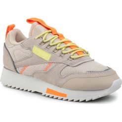 Buty Reebok - Cl Leather Ripple Trail EG5974 Stucco/Lemglw/Sorang. Brązowe półbuty damskie Reebok, bez wzorów, ze skóry, bez obcasa, na płaskiej podeszwie, bez zapięcia. Za 329,00 zł.