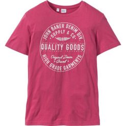 T-shirt bonprix średni różowy. Różowe koszulki męskie bonprix, s, z nadrukiem, bez kołnierzyka, bez rękawów. Za 29,99 zł.