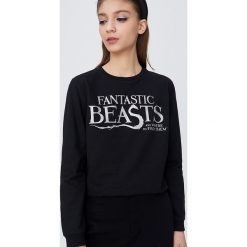 Bluza Fantastyczne Zwierzęta - Czarny. Czarne bluzy damskie Sinsay, s, bez wzorów, bez rękawów, bez kaptura. Za 49,99 zł.