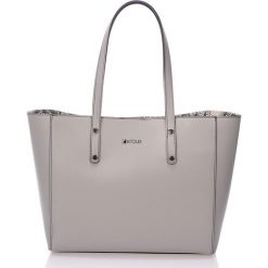 Shopper bag damskie: Skórzany shopper bag w kolorze szarym – 42 x 25 x 10 cm