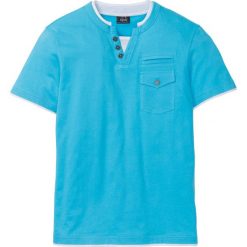 T-shirt bonprix turkusowy. Niebieskie koszulki męskie bonprix, xl, bez wzorów, bez kołnierzyka, bez rękawów. Za 44,99 zł.