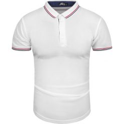 Koszulka polo męska biała slim Recea. Białe koszulki męskie Recea, xl, bez wzorów, z bawełny, bez rękawów. Za 29,99 zł.