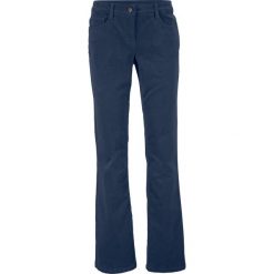 Spodnie sztruksowe ze stretchem Bootcut bonprix ciemnoniebieski. Niebieskie spodnie damskie bonprix, ze sztruksu. Za 54,99 zł.
