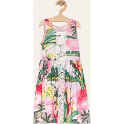 Desigual - Sukienka dziecięca 104-164 cm. Różowe sukienki dziewczęce Desigual, w kwiaty, z bawełny, bez rękawów, rozkloszowane. Za 179,90 zł.