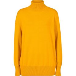 Sweter z golfem bonprix żółty szafranowy. Żółte swetry damskie bonprix, bez wzorów, z dzianiny, bez rękawów. Za 59,99 zł.