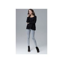 Bluzka L020 Czarny. Czarne bluzki damskie marki Lenitif, xl, bez wzorów, z jeansu, z falbankami, z długim rękawem. Za 129,00 zł.