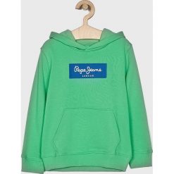 Pepe Jeans - Bluza dziecięca Leon 128-180 cm. Zielone bluzy chłopięce Pepe Jeans, z nadrukiem, z bawełny, bez rękawów, z kapturem. W wyprzedaży za 199,90 zł.