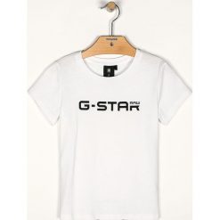 G-Star Raw - T-shirt dziecięcy 128-176 cm. Białe bluzki dziewczęce G-Star RAW, z nadrukiem, z bawełny, z okrągłym kołnierzem, z krótkim rękawem, krótkie, bez kaptura. Za 89,90 zł.