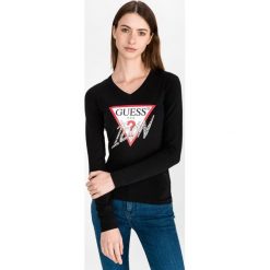 Guess Icon Koszulka Czarny. Czarne koszulki damskie Guess, s, z nadrukiem, z elastanu, bez kołnierzyka. Za 218,95 zł.