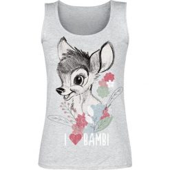 Bambi I Heart Bambi Top damski odcienie szarego. Szare topy damskie marki Bambi, l, z nadrukiem, z okrągłym kołnierzem. Za 74,90 zł.