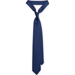 Krawat granatowy wzór geometryczny. Niebieskie krawaty męskie marki LANCERTO, w geometryczne wzory, z bawełny, eleganckie. Za 139,90 zł.