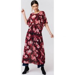 Sukienki: NA-KD Boho Szyfonowa sukienka kaftan we wzory – Red,Multicolor