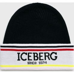 Iceberg - Czapka. Niebieskie czapki męskie Iceberg, bez wzorów, z wełny. W wyprzedaży za 179,90 zł.
