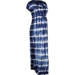 Sukienka ciążowa bonprix niebiesko-biały z nadrukiem. Niebieskie sukienki damskie bonprix, na lato, z nadrukiem, z materiału, bez kołnierzyka, moda ciążowa, z długim rękawem, długie, maxi. Za 109,99 zł.