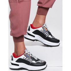 Czarno-Białe Sneakersy Ivanna. Czarne buty sportowe damskie Renee, z nadrukiem, z nubiku, sportowe. Za 99,99 zł.