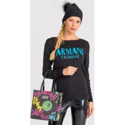 SWETER ARMANI EXCHANGE. Czarne swetry damskie Armani Exchange, xs, z aplikacjami, z wełny, bez rękawów, bez kaptura. Za 609,00 zł.